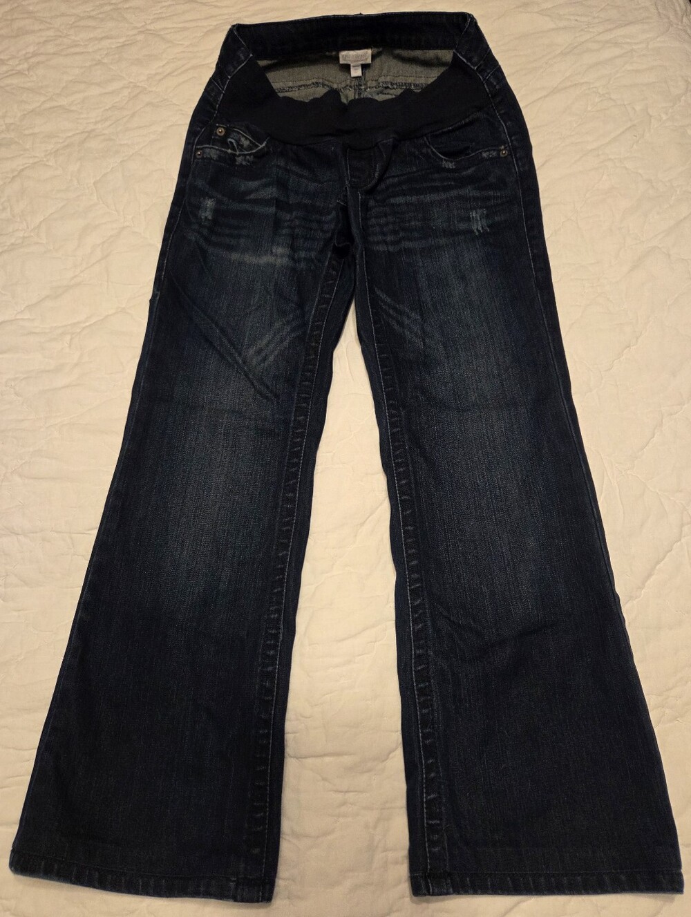 A Pea In The Pod Petite Small Distressed Dark Wash Maternity Jeans